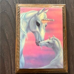 Majestic Unicorn family Art Print in Wooden Frame Sue Dawe